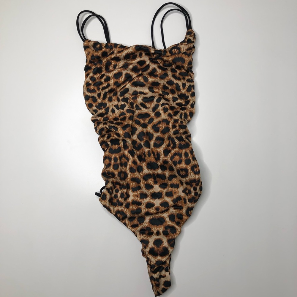 SHEIN Cheetah Print Strappy Thong Bodysuit XS